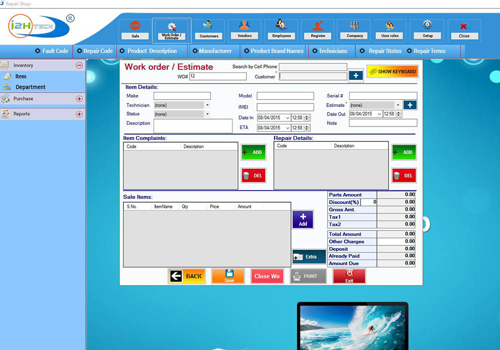 i2htech Repair Shop software 