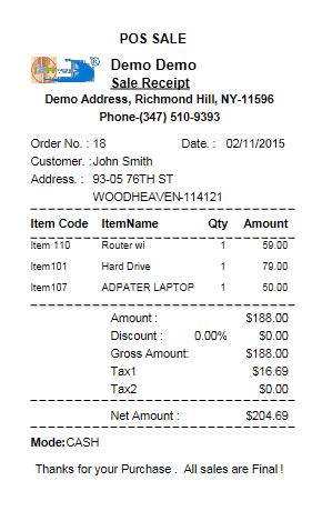 Receipt for Repair Store software 